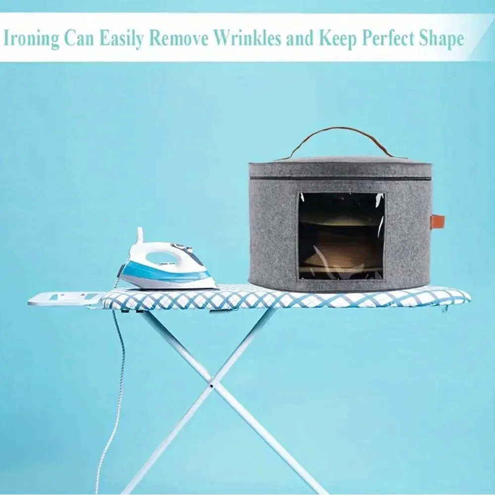 Gray Felt Hat Storage Box, NEW